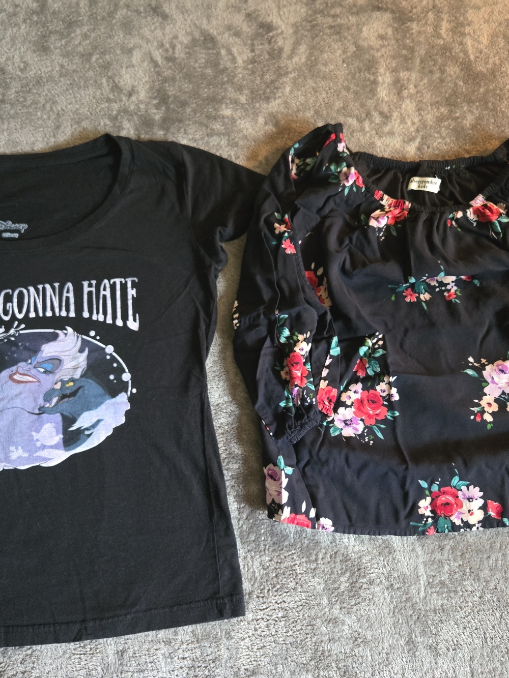 abercrombie kids Black Floral Off-Shoulder Top